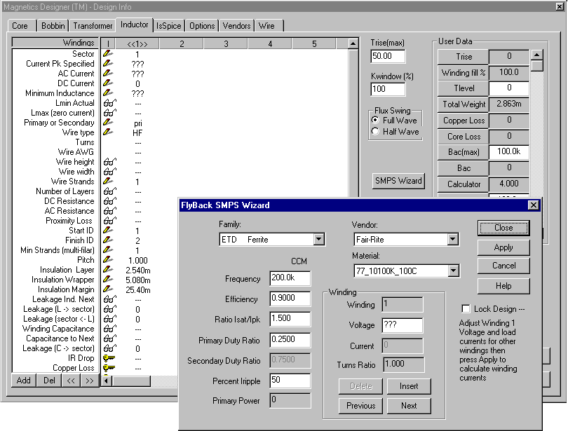 Toroidal transformer winding calculation software